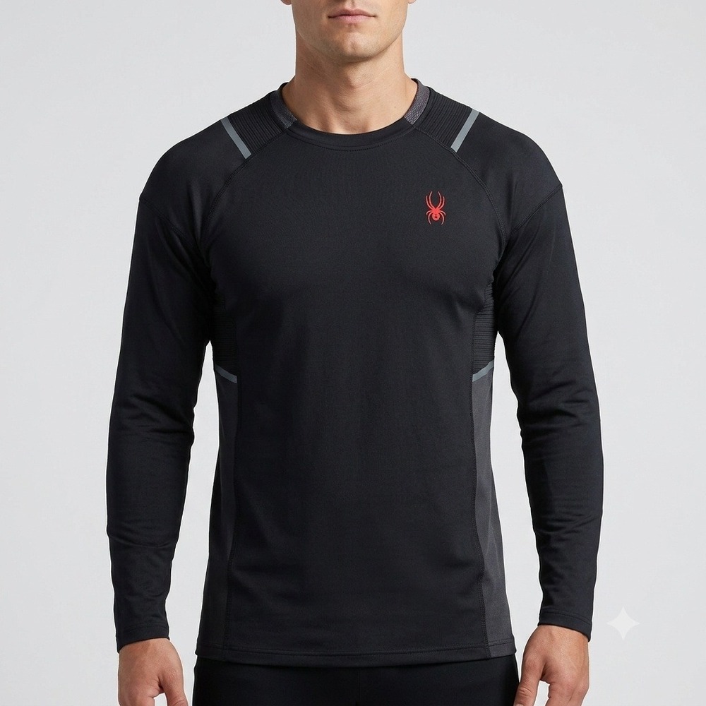 Spyder Performance Shirt Mens Size Medium Black Long Sleeve ProWeb Base Layer